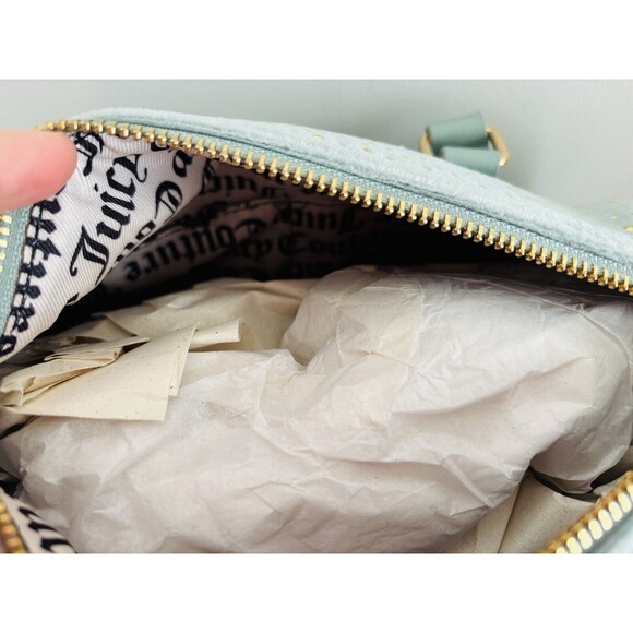 JUICY COUTURE LET IT SHINE SATCHEL BAG COOL BLUE Brand New With Tags - Picture 9 of 10